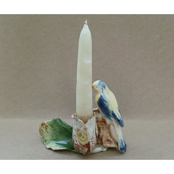 Vintage Capodimonte Porcelain Candle Holder Made in Italy Bird & Flower RARE - Picture 2 of 12